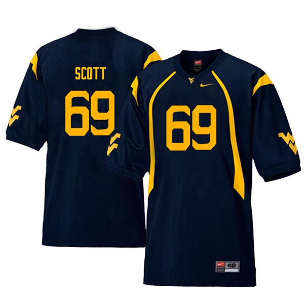 NCAA Men's Blaine Scott West Virginia Mountaineers Navy #69 Nike Stitched Football College Throwback Authentic Jersey MM23G66RB